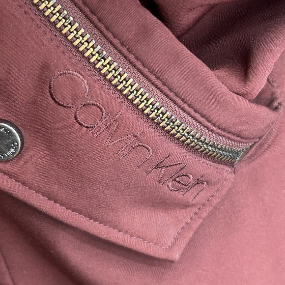 Calvin Klein Women's Burgundy Hooded Coat Jacket Medium Full Zipper Windbreaker - Picture 10 of 15